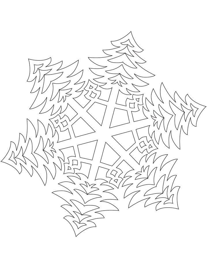 Snowflake with Bushy Christmas Trees