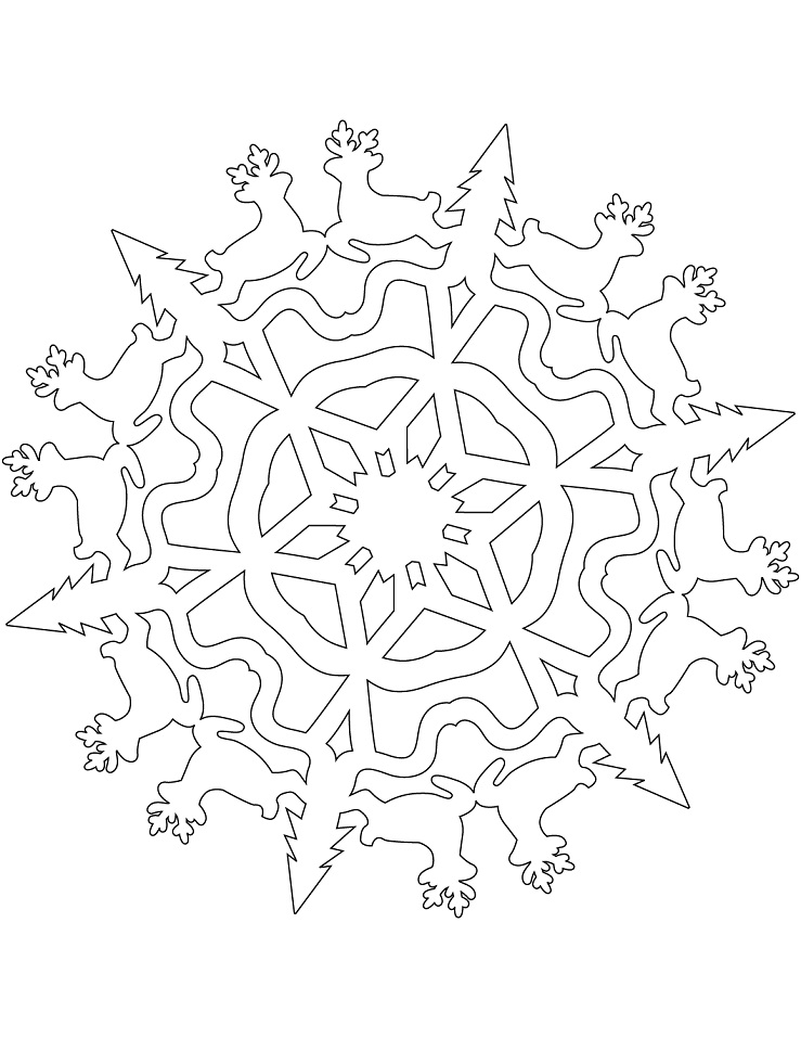 Snowflake with Christmas Reindeers