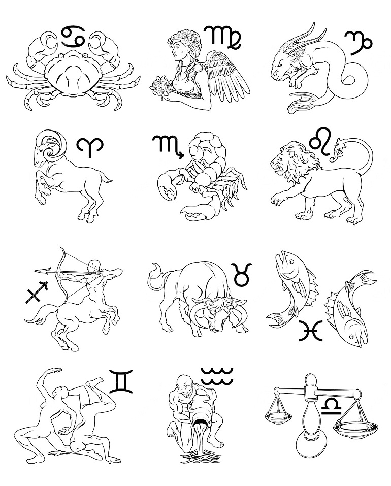 12 Astrological Signs Coloring - Play Free Coloring Game Online