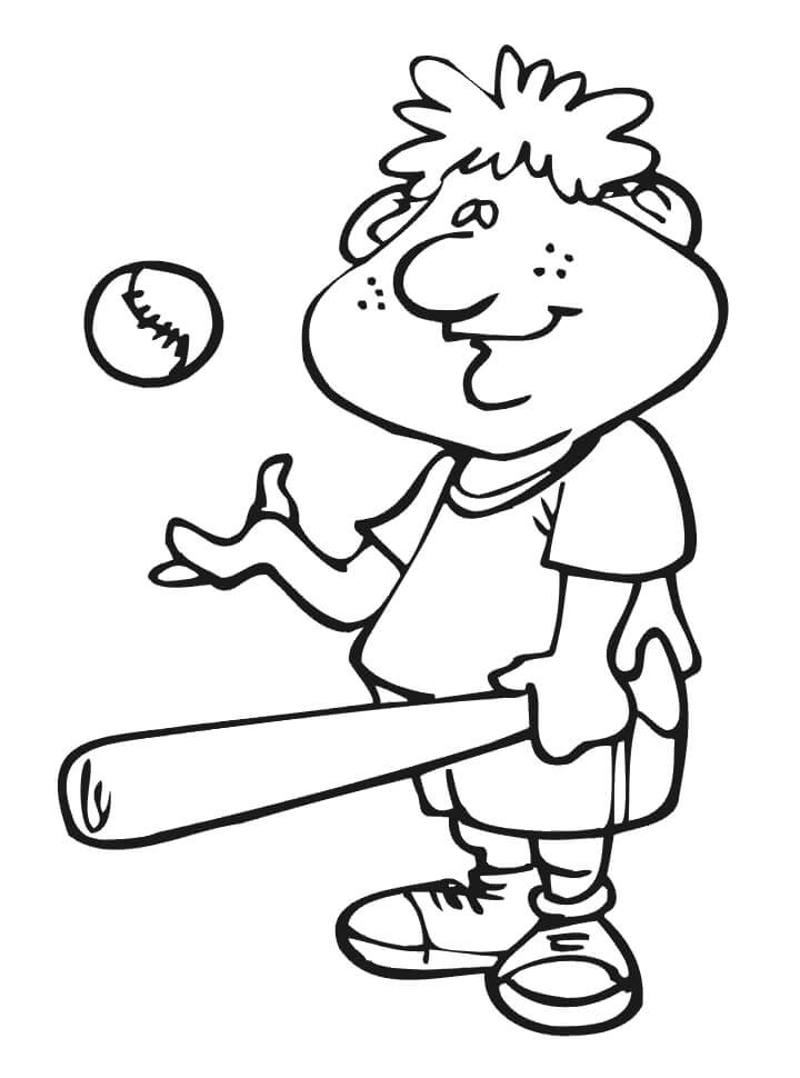A Boy Playing Baseball Coloring Game A Boy Playing Baseball