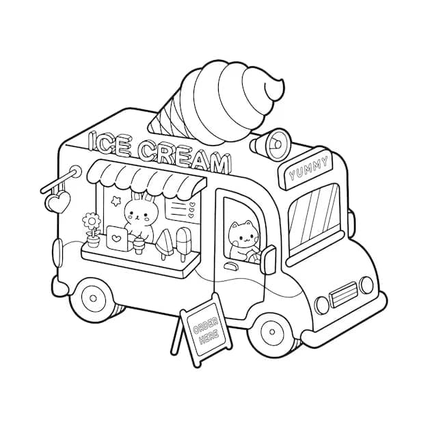A Cute Ice Cream Truck Coloring Game A Cute Ice Cream Truck