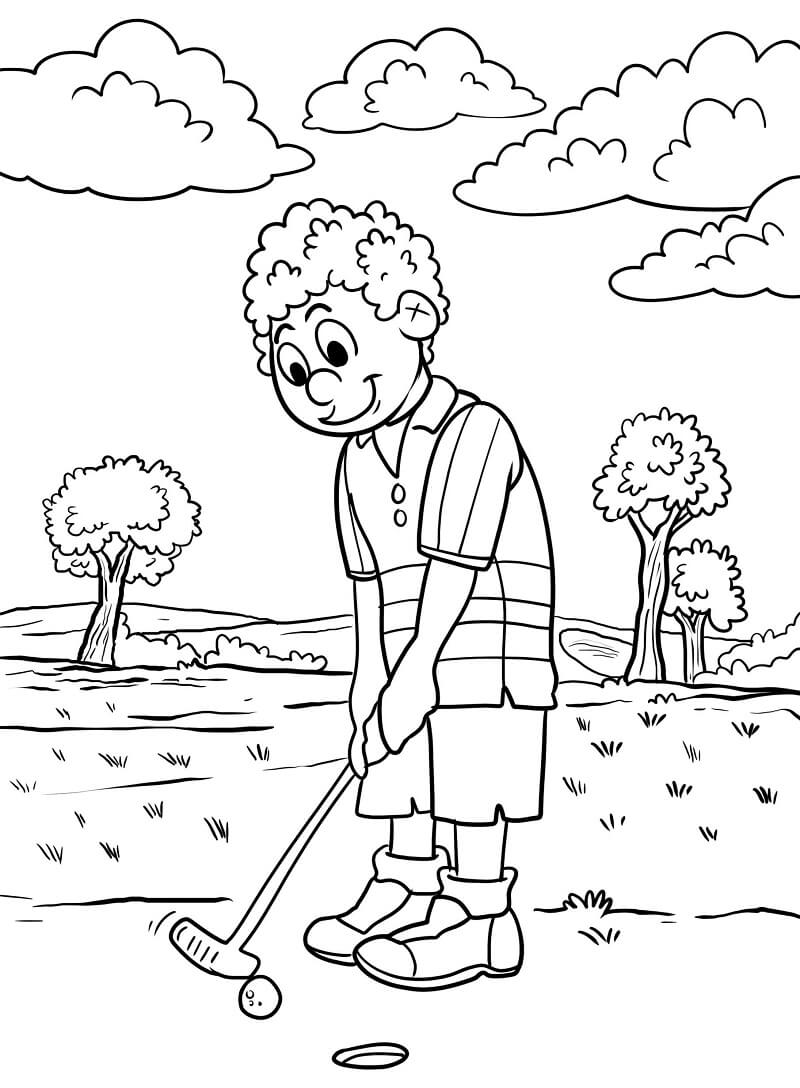 A Guy Playing Golf Coloring Game A Guy Playing Golf