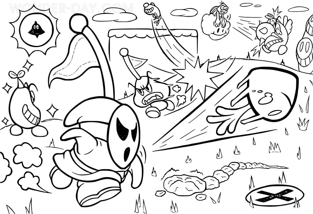 Angry Shy Guy Mario Coloring Game Angry Shy Guy Mario