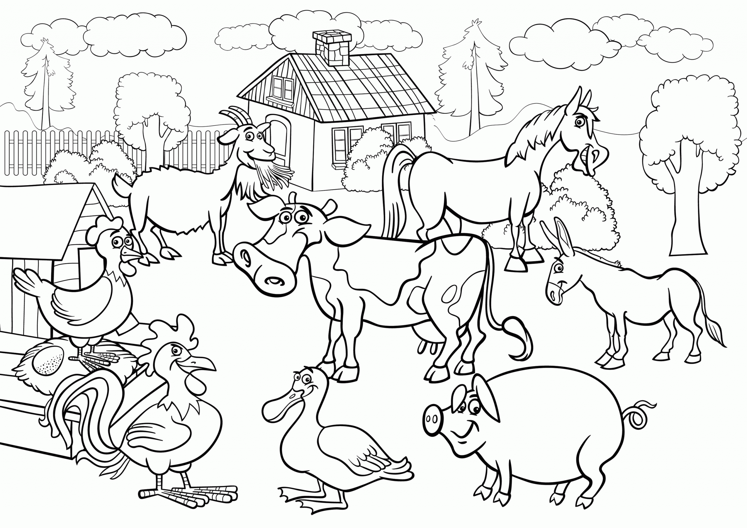 Animals in a Farm Coloring Game Animals in a Farm