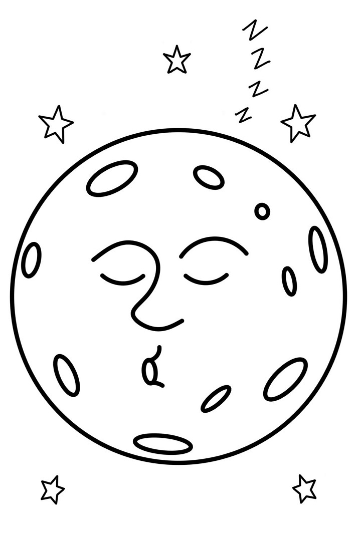 Cartoon Crescent Moon with Stars Coloring - Play Free Coloring Game Online