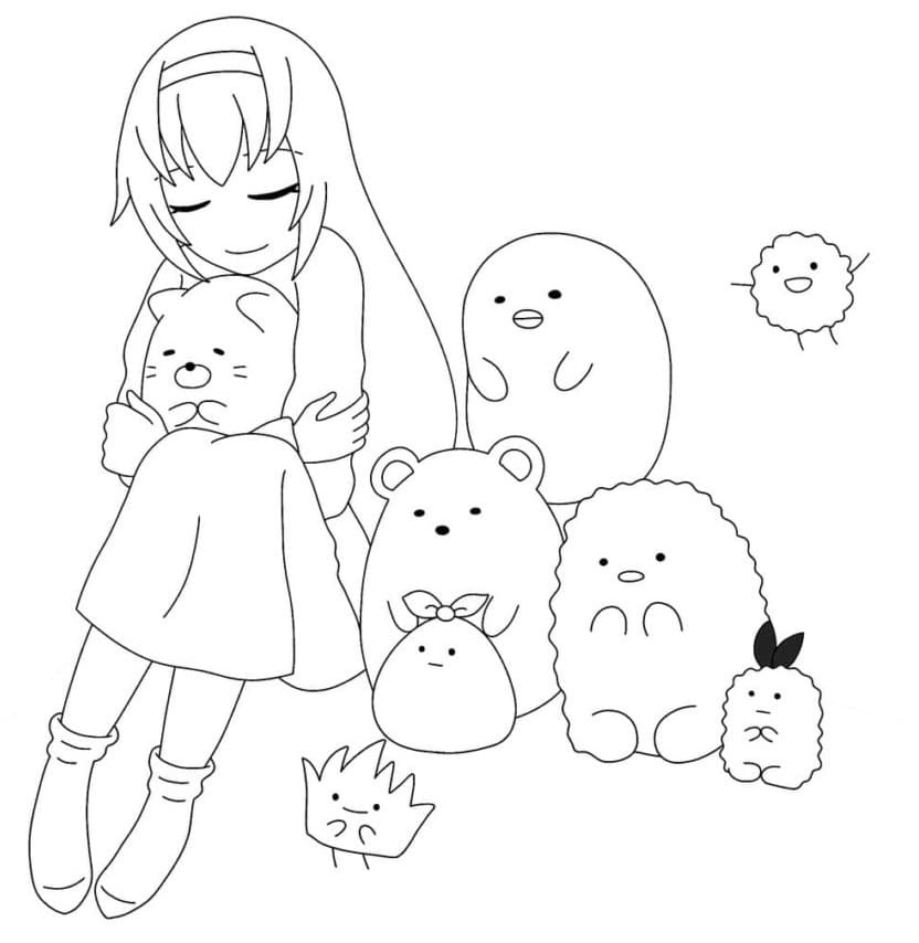 Anime Girl and Sumikko Gurashi