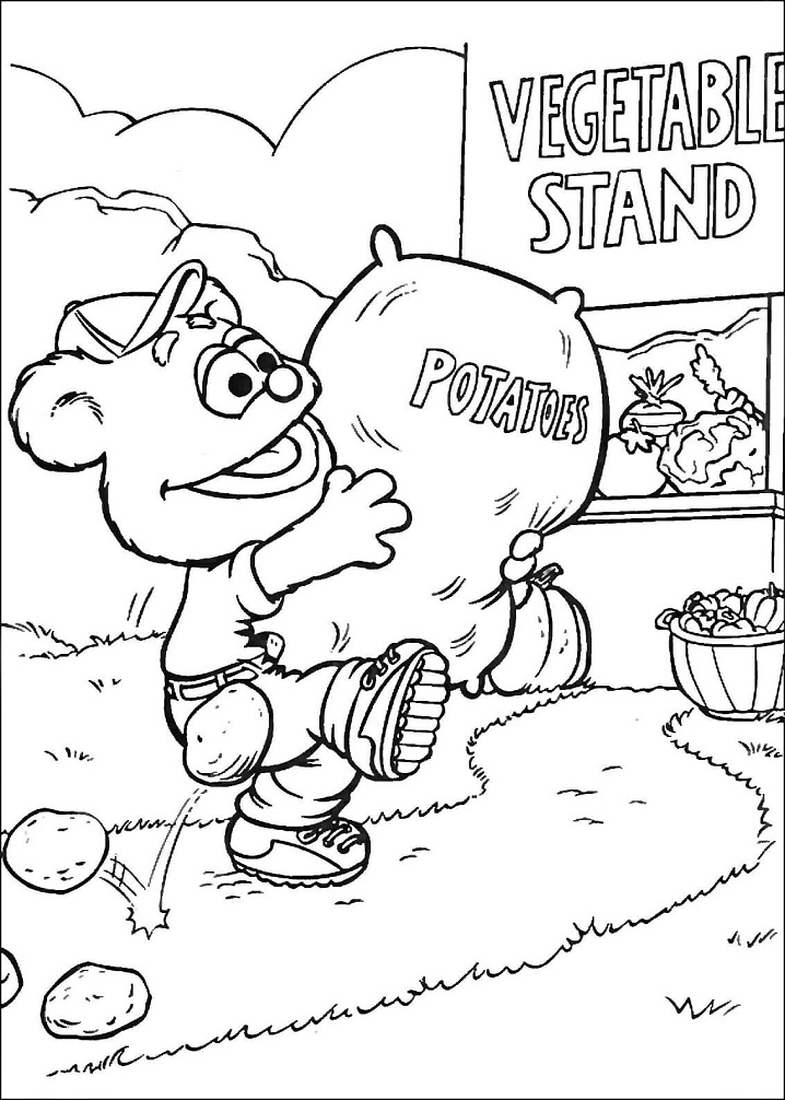 Baby Fozzie brings a sack of potatoes