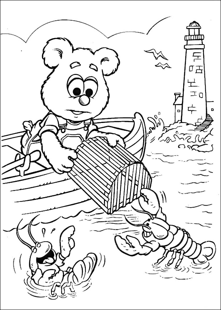 Baby Fozzie is fishing for Lobsters