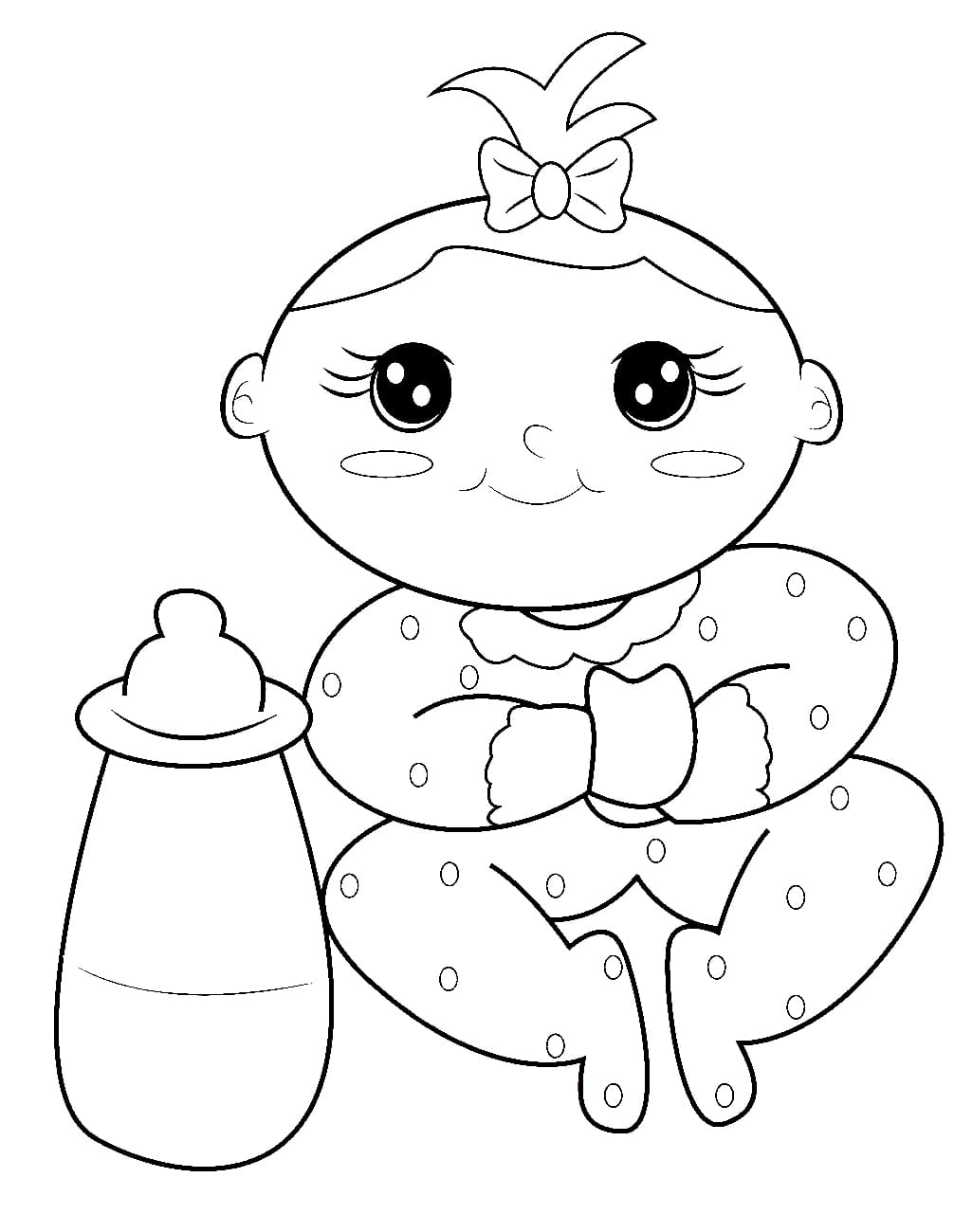 Baby Girl and Bottle Coloring Game Baby Girl and Bottle