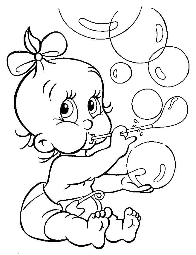 Baby Girl and Bubbles Coloring Game Baby Girl and Bubbles
