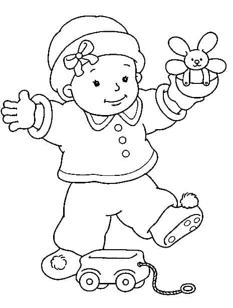 Baby Girl and Toy Coloring Game Baby Girl and Toy