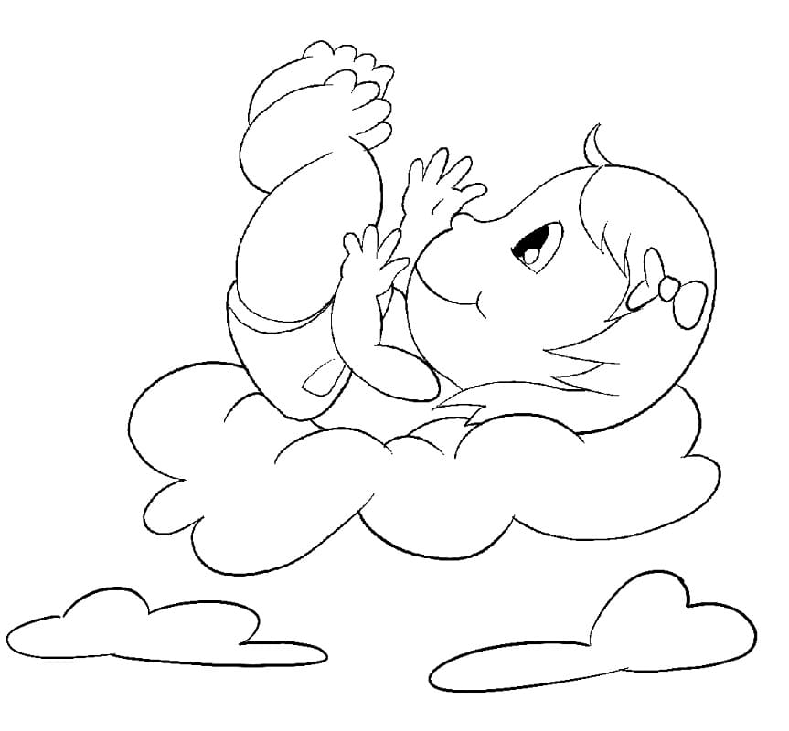Baby Girl on Cloud Coloring Game Baby Girl on Cloud