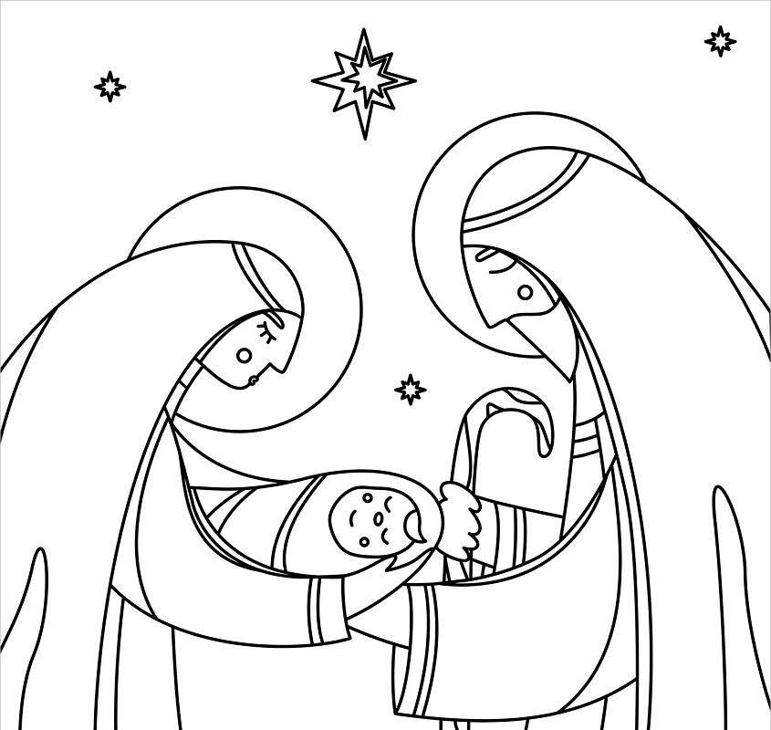 Baby Jesus in a Manger Coloring - Play Free Coloring Game Online