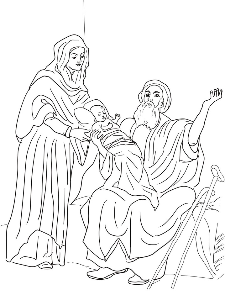 Baby Jesus in the Temple Coloring - Play Free Coloring Game Online