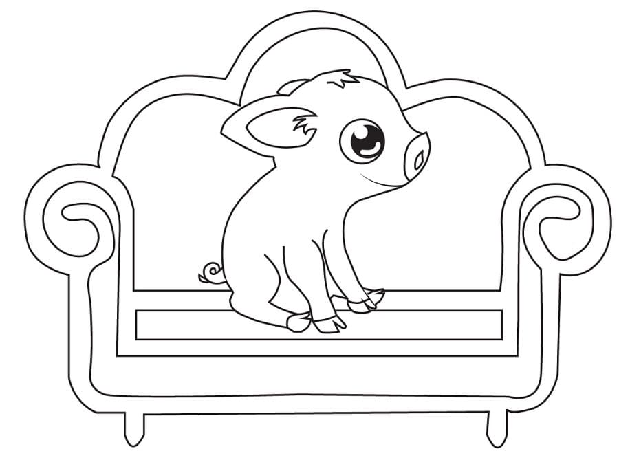 Baby Pig on a Couch Coloring Game Baby Pig on a Couch