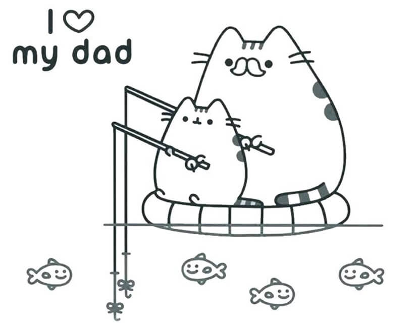 Baby Pusheen Fishing with Dad