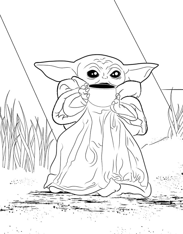 Baby Yoda with Cup of Broth