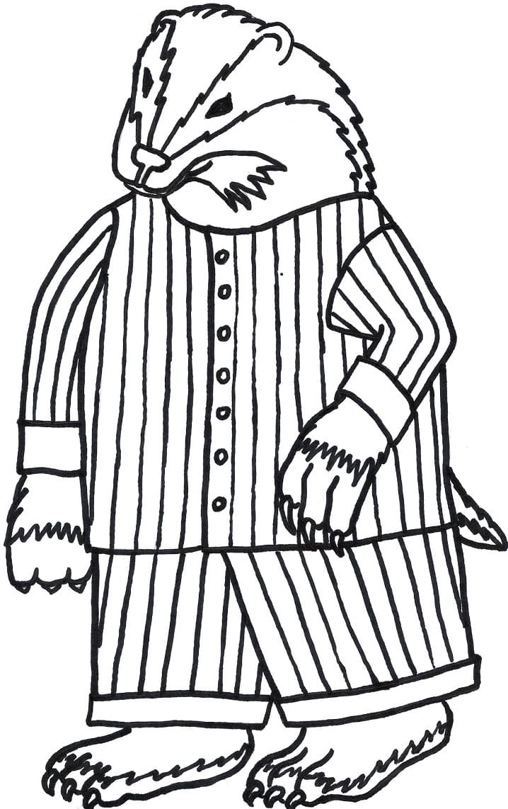 Badger with Pyjama Coloring Game Badger with Pyjama