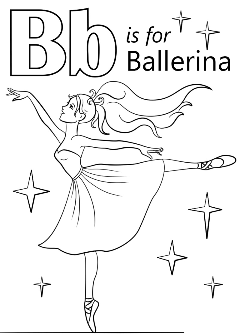 Ballerina Letter B Coloring - Play Free Coloring Game Online