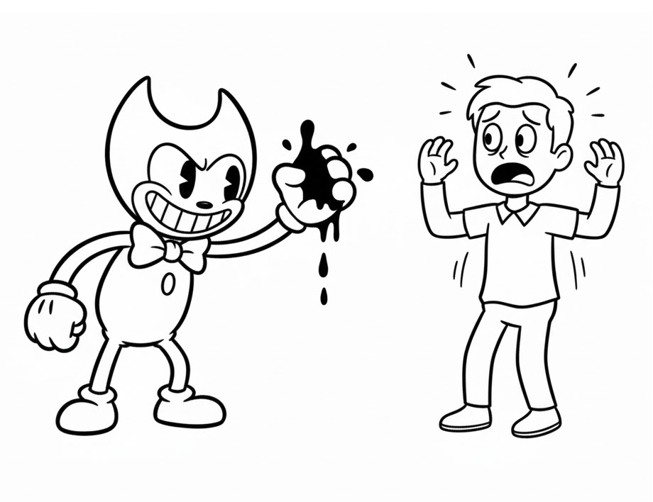 Bendy Threatening A Man