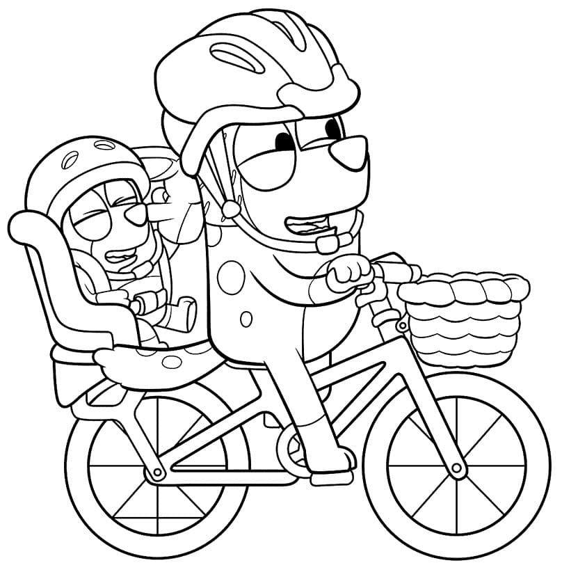 Bluey and Bingo on Bike Coloring Game Bluey and Bingo on Bike