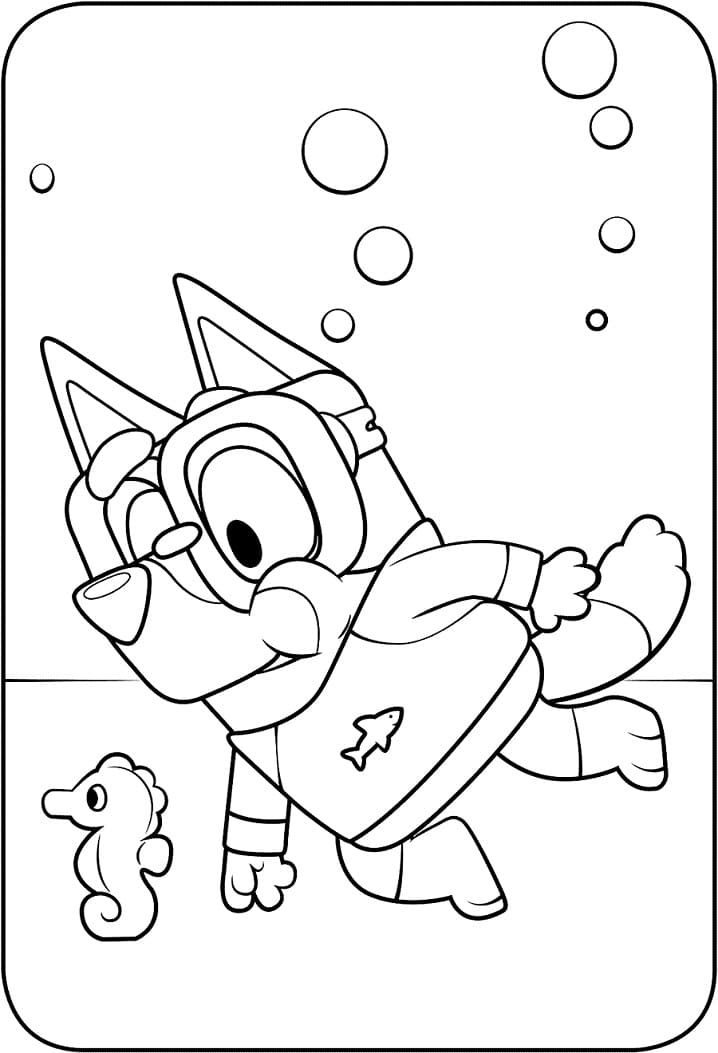 Bluey and Seahorse Coloring Game Bluey and Seahorse