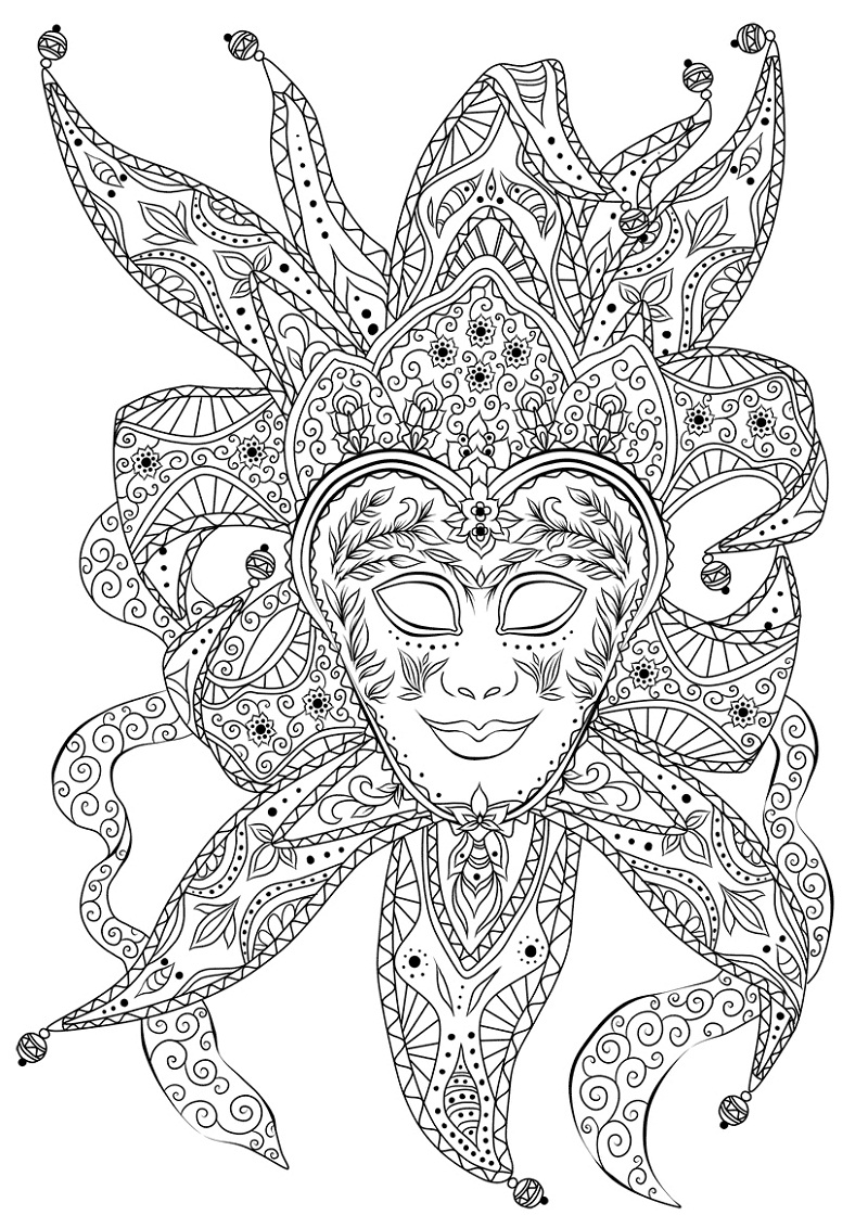 Bouffon Venetian Mask Coloring Game Bouffon Venetian Mask