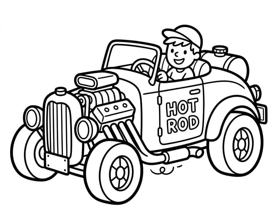 Boy Driving Hot Rod