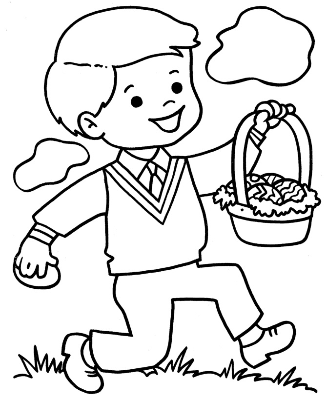 Boy Holding Easter Basket Coloring Game Boy Holding Easter Basket