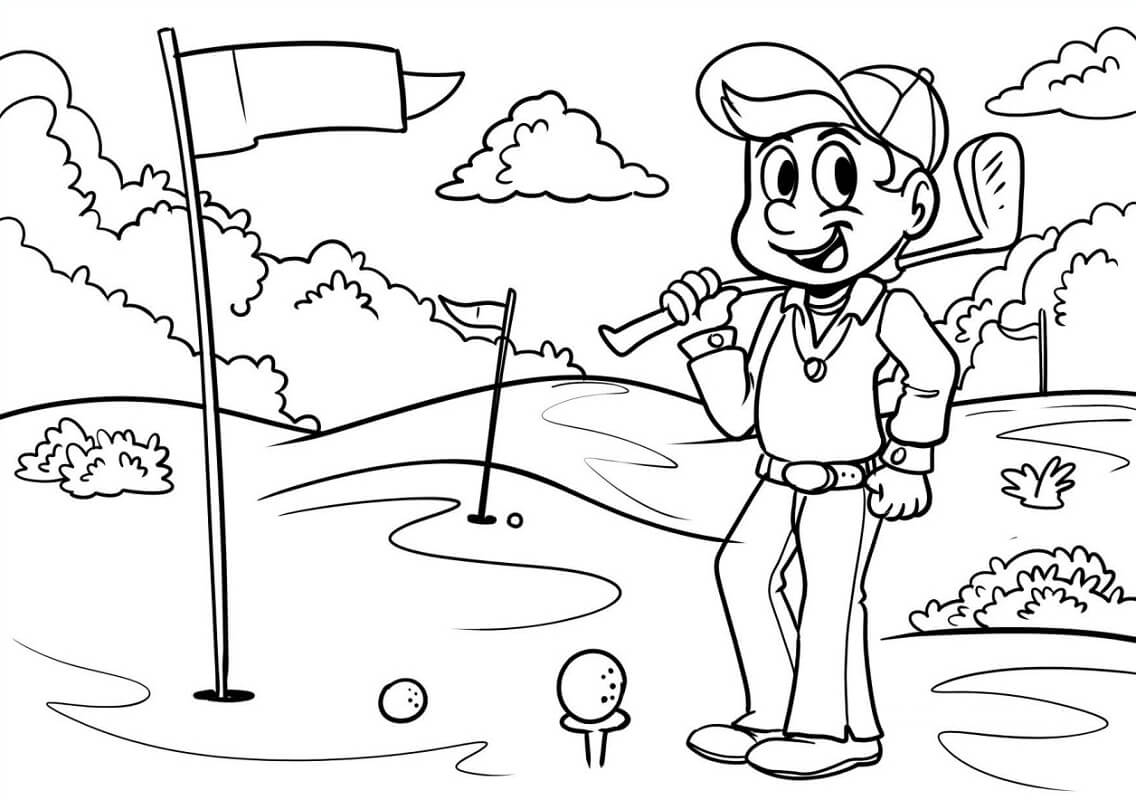 Boy Playing Golf Coloring Game Boy Playing Golf