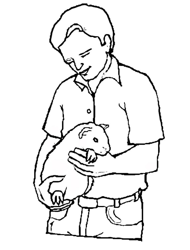 Boy with Guinea Pig Coloring Game Boy with Guinea Pig