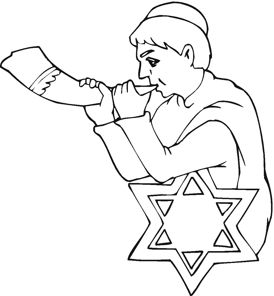 Boy with Shofar on Rosh Hashanah
