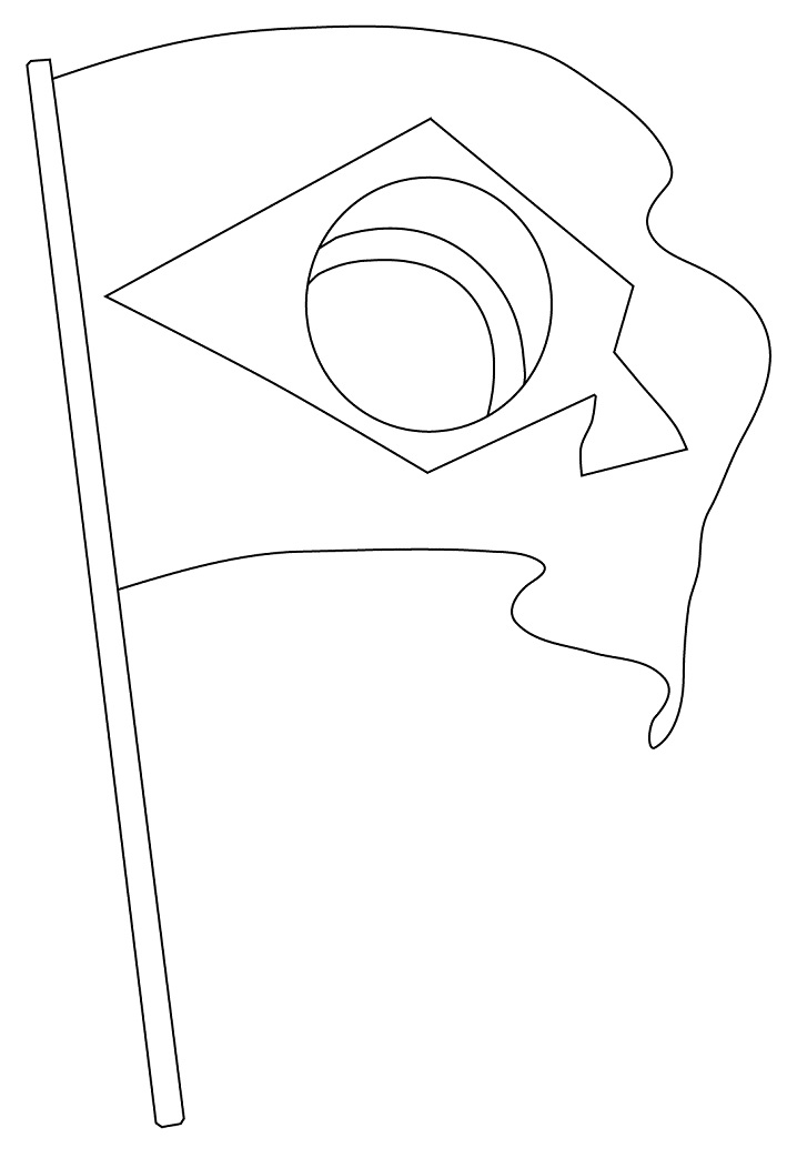 Brazilian Flag with Flagpole