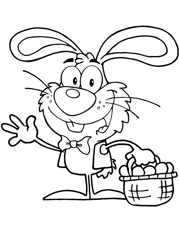 Bunny with Easter Basket Coloring Game Bunny with Easter Basket