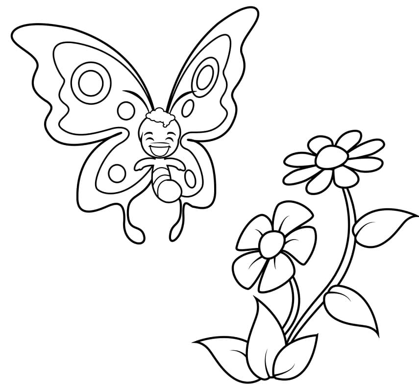 Butterfly and Flowers Coloring Game Butterfly and Flowers