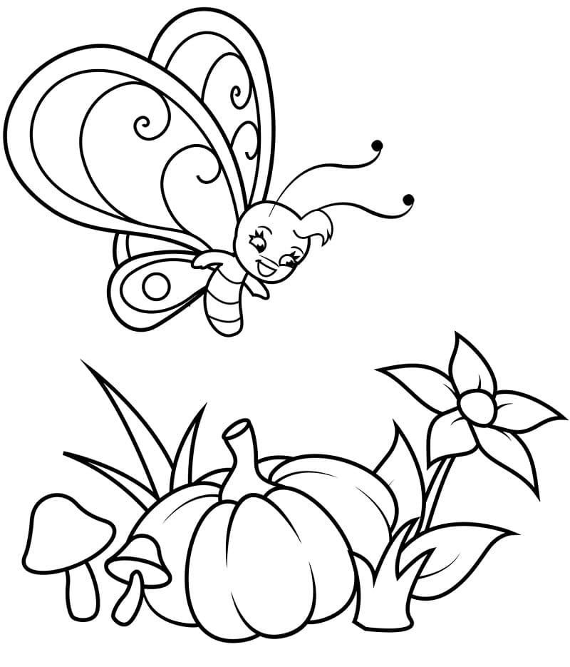 Butterfly and Pumpkin Coloring Game Butterfly and Pumpkin