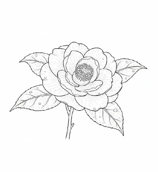 Camellia Bathed in Mist