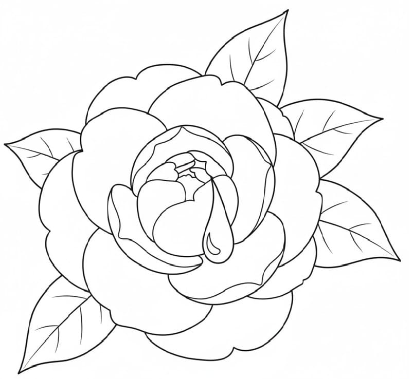 Camellia Crying a Dewdrop