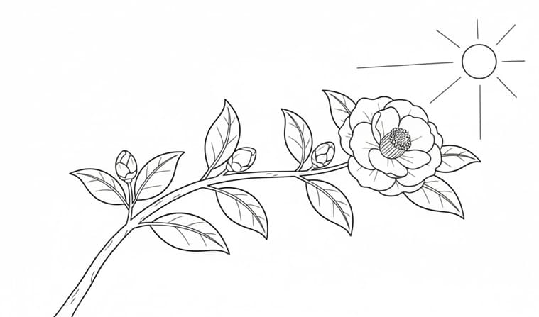 Camellia Reaching Out for Sun