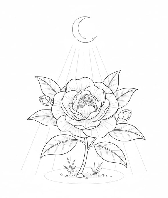 Camellia Under Moonlight