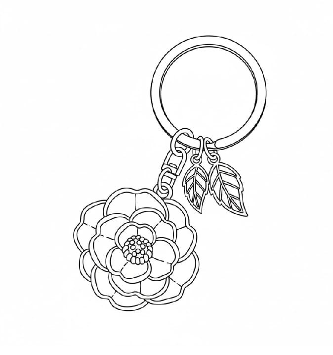 Camellia and Bronze Keychai