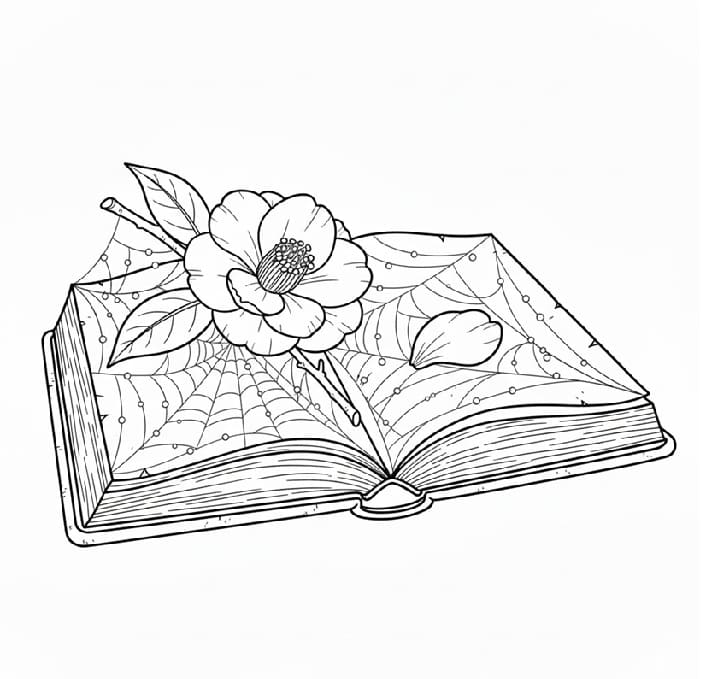 Camellia and Spiderweb