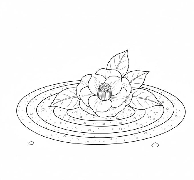 Camellia in a Zen Garden