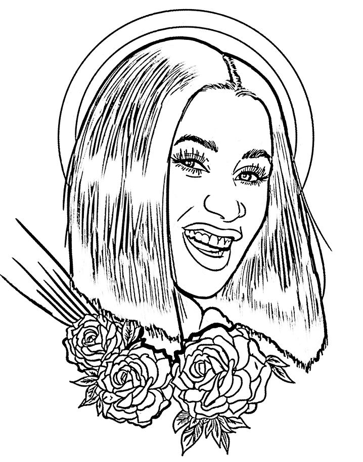 Cardi B with Flowers