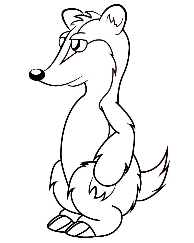 Cartoon Badger Standing Coloring Game Cartoon Badger Standing