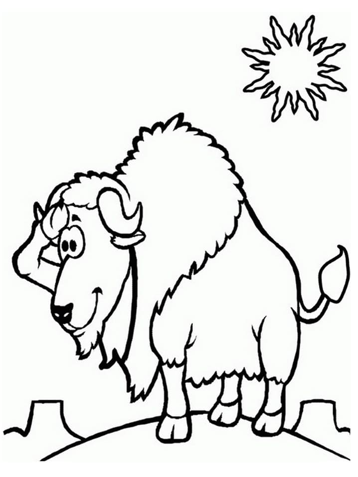 Cartoon Bison Coloring Game Cartoon Bison