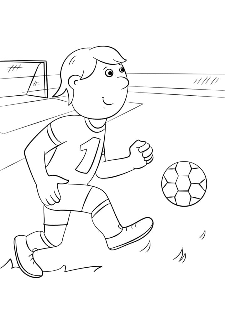 Cartoon Boy Playing Soccer Coloring Game Cartoon Boy Playing Soccer