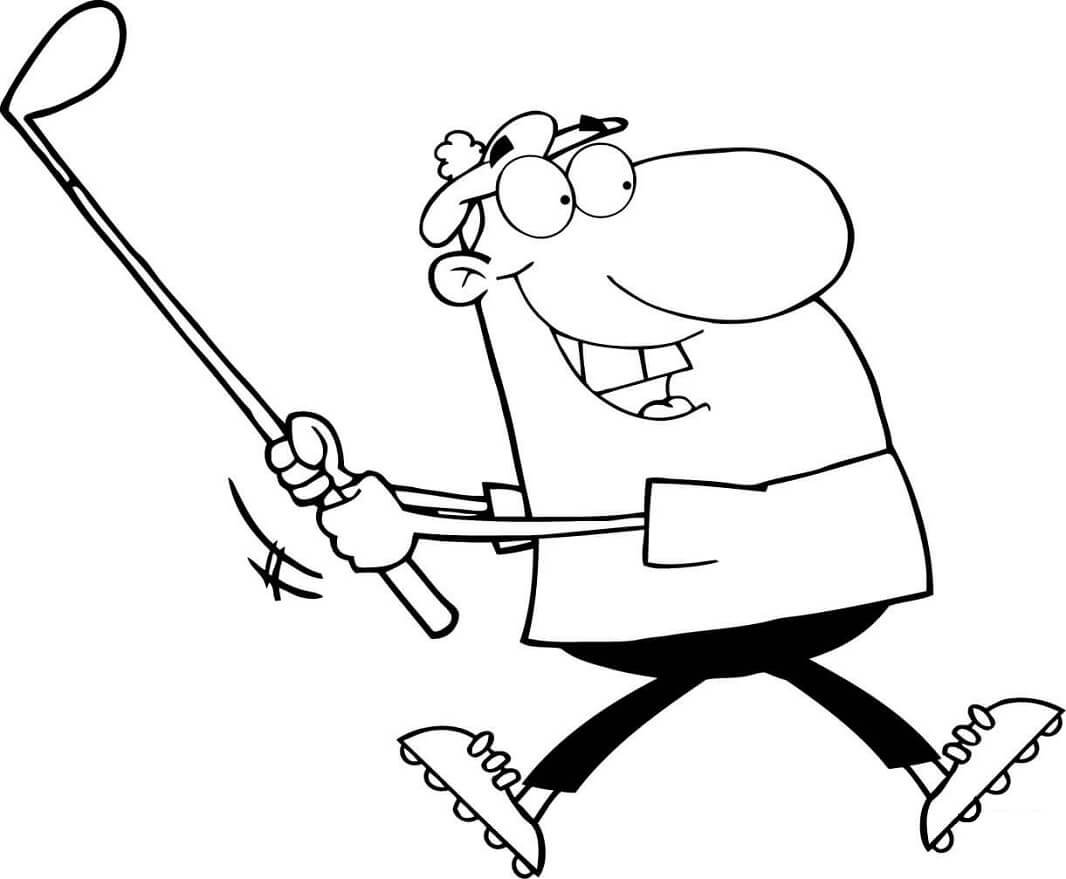 Cartoon Man Playing Golf Coloring Game Cartoon Man Playing Golf