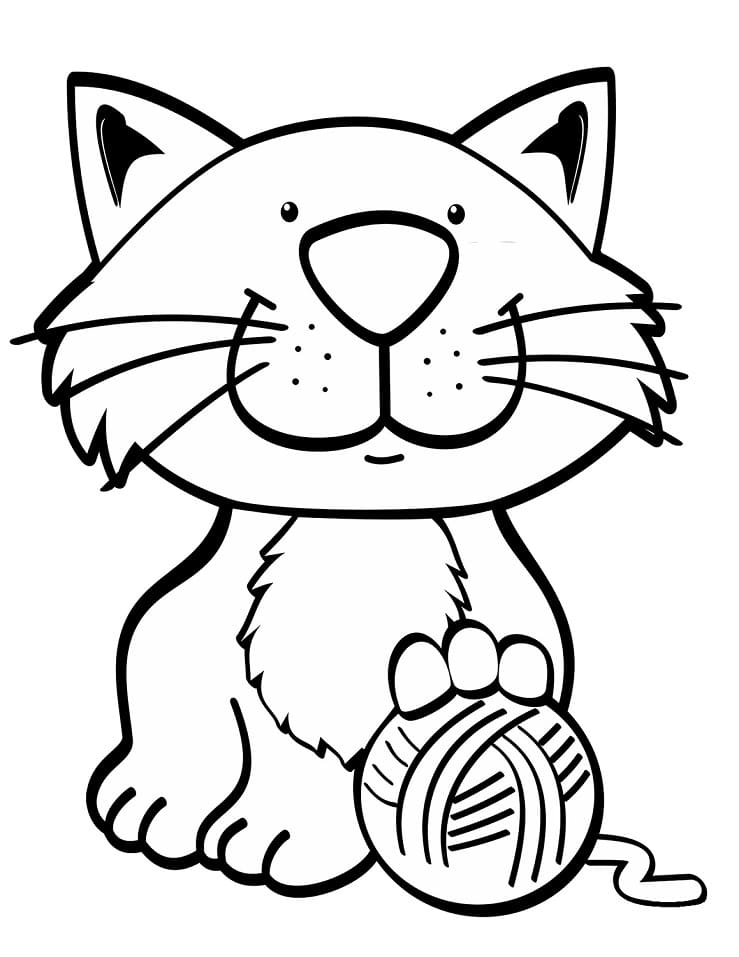 Cat and Yarn Ball Coloring Game Cat and Yarn Ball