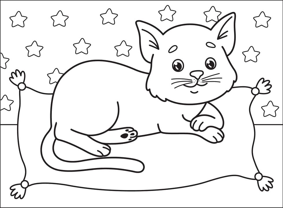 Cat on Pillow Coloring Game Cat on Pillow